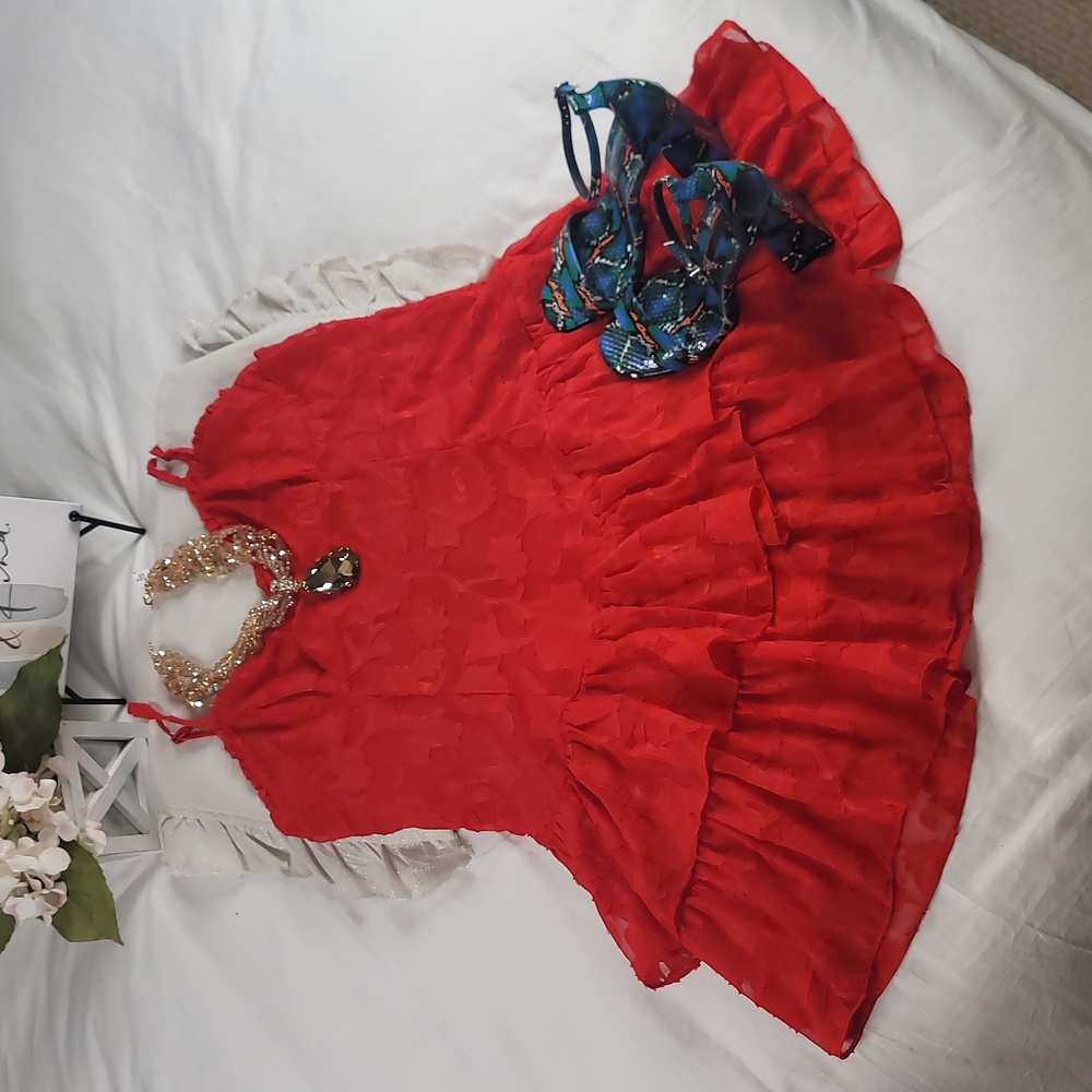 Elegant Mini Red Dress Elegant Wear Resort Wear Business Casual Office Wear